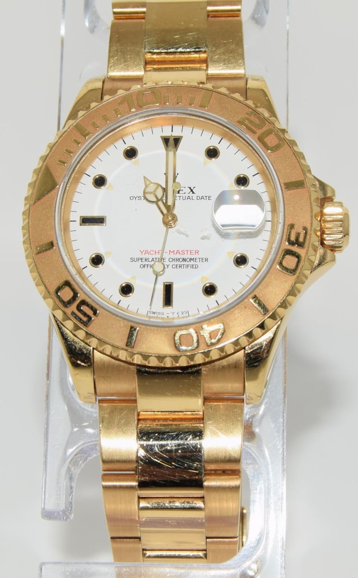 Rolex Yachtmaster 18ct gold, white dial, box, no papers. (ref 43) - Image 2 of 10