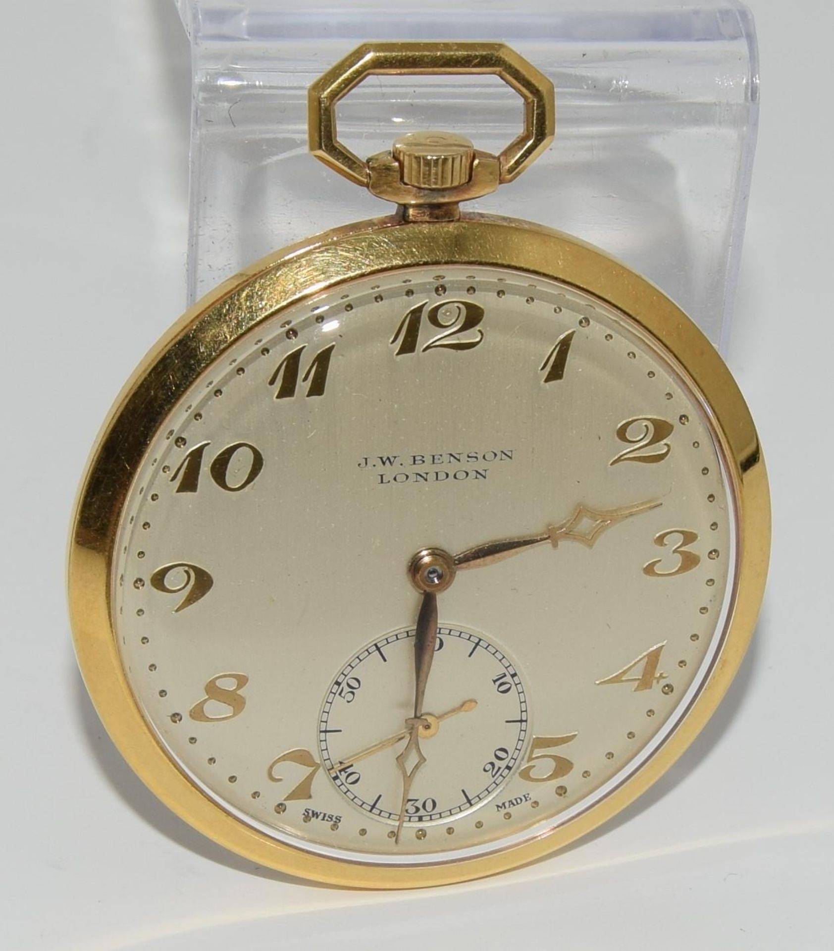 18ct gold open face pocket watch by J.W.Benson London 1935 - Image 7 of 8