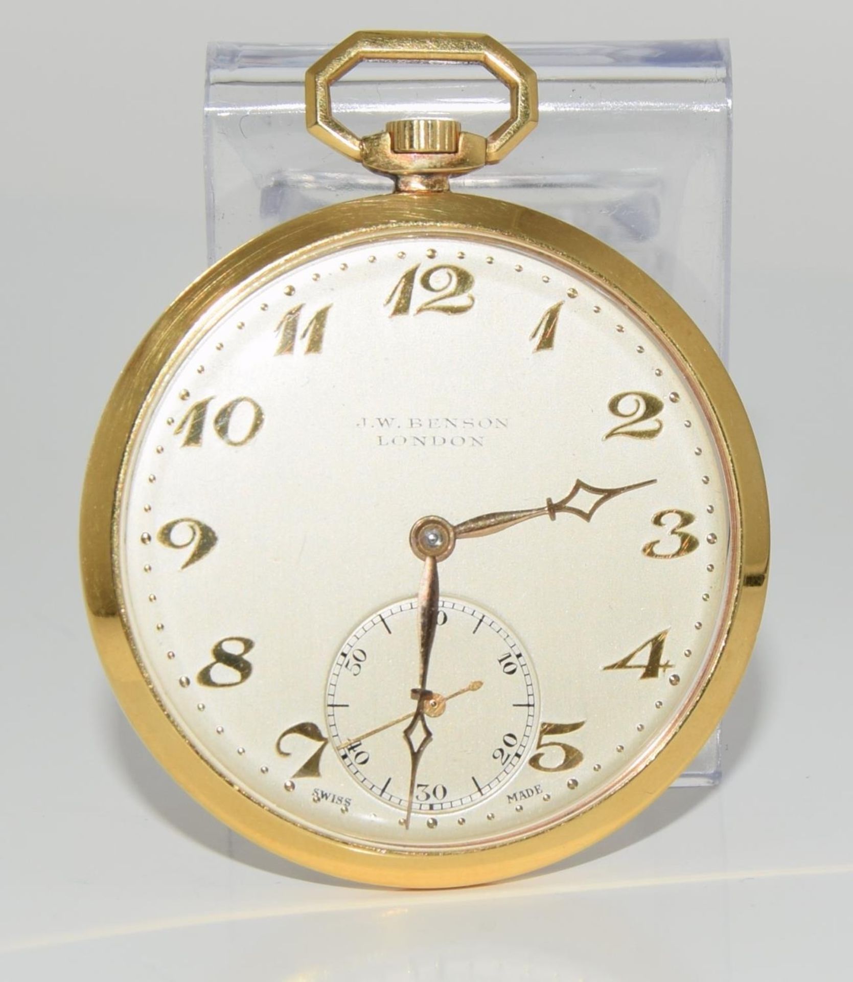 18ct gold open face pocket watch by J.W.Benson London 1935 - Image 6 of 8