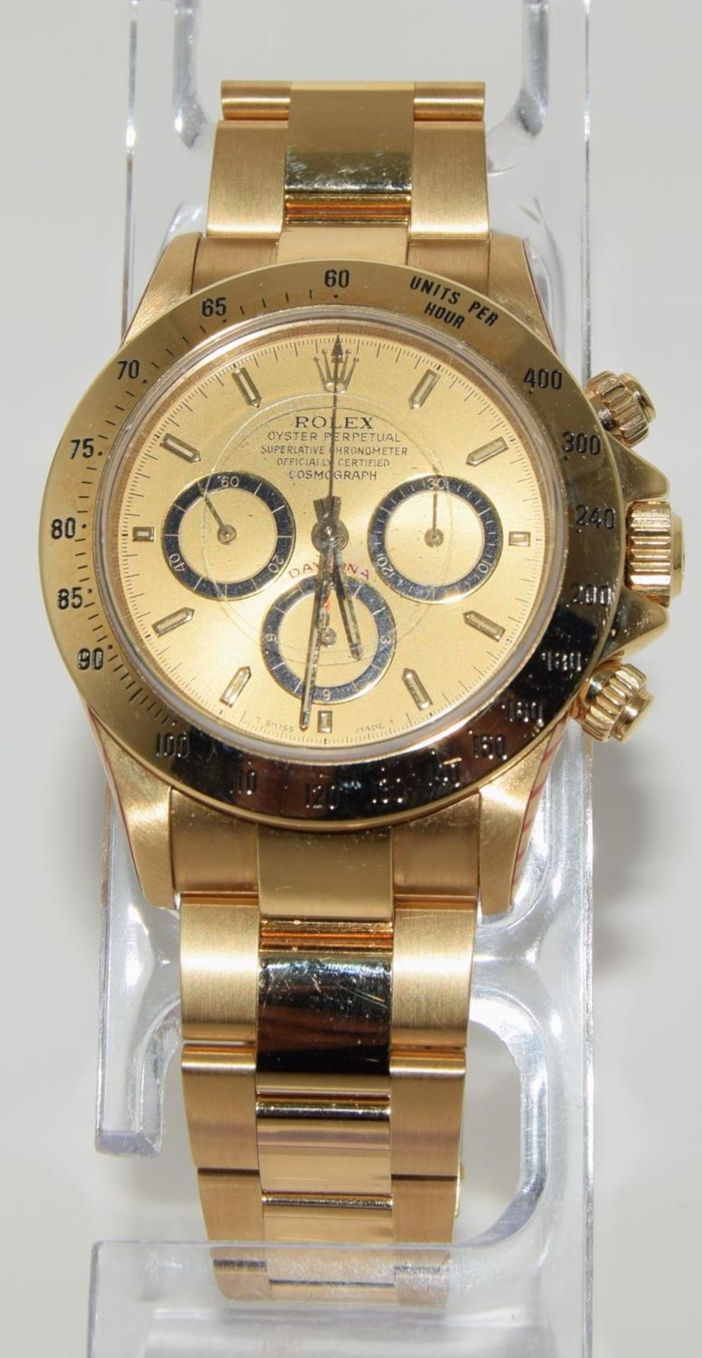 18ct gold Rolex Daytona model 16528, 1991, boxed and papers with service record. (ref 52) - Image 3 of 10