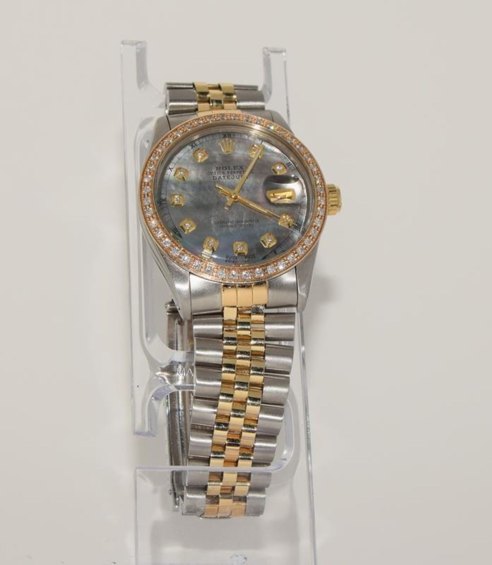 Rolex datejust diamond bezel and dial, mother of pearl dial, Bi-Metal wrist watch. (ref 106) - Image 10 of 10