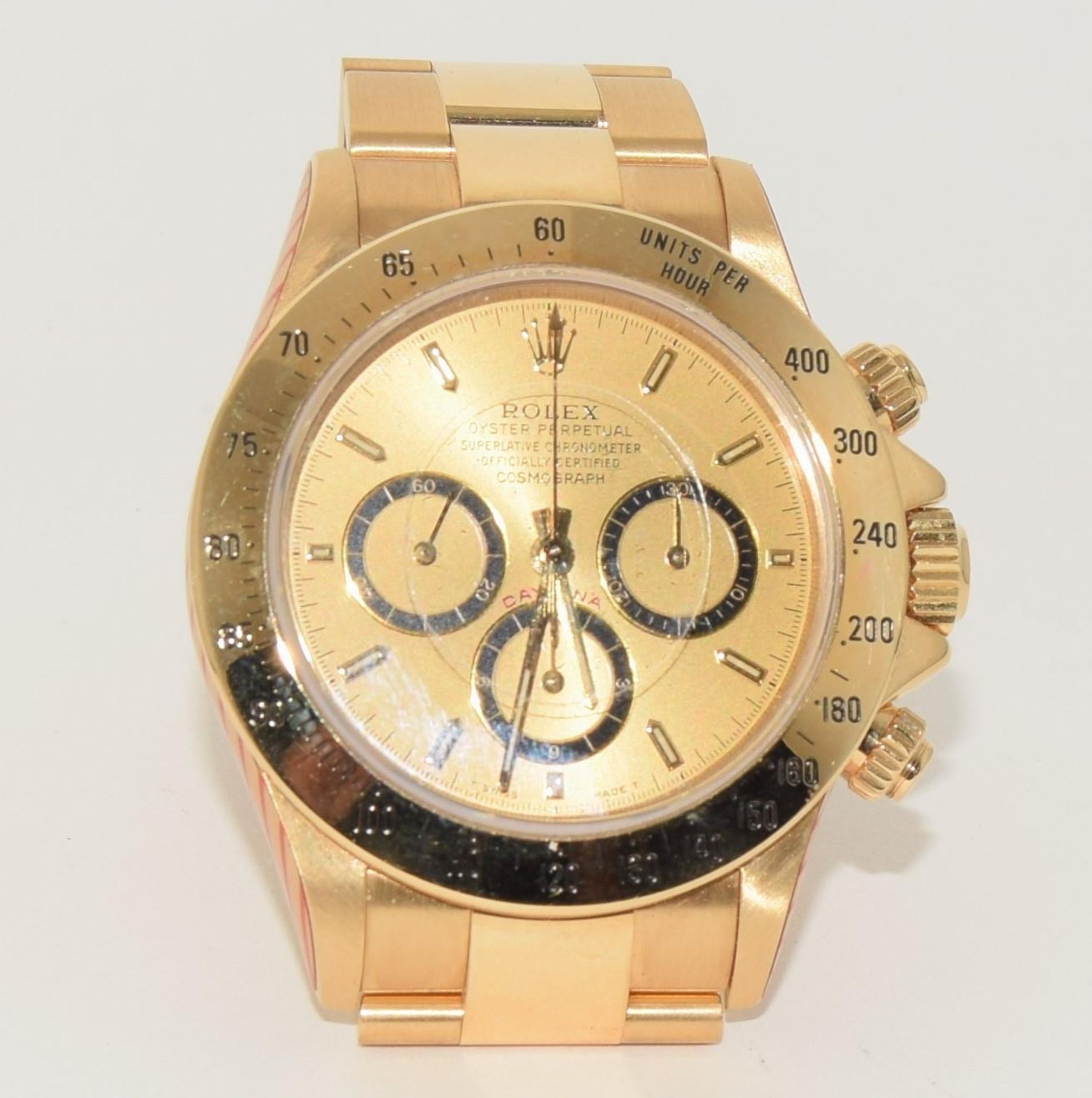 18ct gold Rolex Daytona model 16528, 1991, boxed and papers with service record. (ref 52) - Image 8 of 10