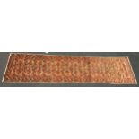 Vintage Gonbad narrow hall runner carpet 0brown/cream. 116 x 29" (ref 51)