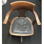 Vintage Captains swivel office chair with leather seat