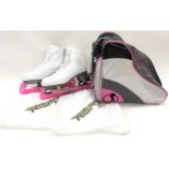 Pair of Risport Mark IV Ultima ladies ice skates, white, size 6 with bag.