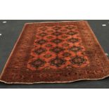 Large vintage room sized rug main colour red. 108" x 80"