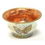 Wedgwood Lustre footed sugar bowl decorated with butterflies. Overall good condition, no cracks or