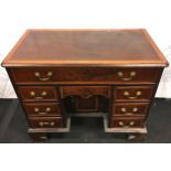 Georgian mahogany inlaid pedestal ladies desk 92x49x76cm