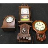 Four assorted clocks to include a cuckoo clock.