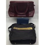 Mappin & Webb vintage burgundy leather handbag, Paco Rabanne new bag together with a new blue purse.