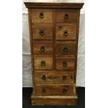 Mexican pine tallboy chest of 8 over two drawers 60x33x120cm.