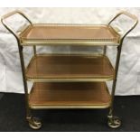 Vintage retro three tier tea trolley 75x72x38cm.