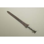 A Chinese bronze short sword/dagger, 15" long