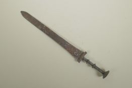 A Chinese bronze short sword/dagger, 15" long