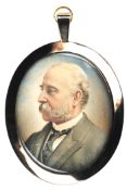 Ernest Rinzi (British, 1836-1909), a portrait miniature of 'Mr J.D.D. Robertson', c.1904, signed