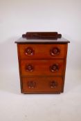 A C19th mahogany fronted chest of three drawers, raised on plinth base, adapted, 29" x 23" x 38"