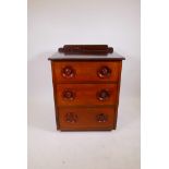 A C19th mahogany fronted chest of three drawers, raised on plinth base, adapted, 29" x 23" x 38"