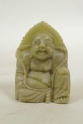 A Chinese carved soapstone Buddha, 2½" high