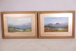 Frank Holme, a pair of Moorland landscapes, gouache, signed, 17" x 10"