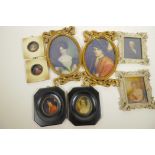 Four pairs of miniature picture frames, largest aperture 6½" x 4½"