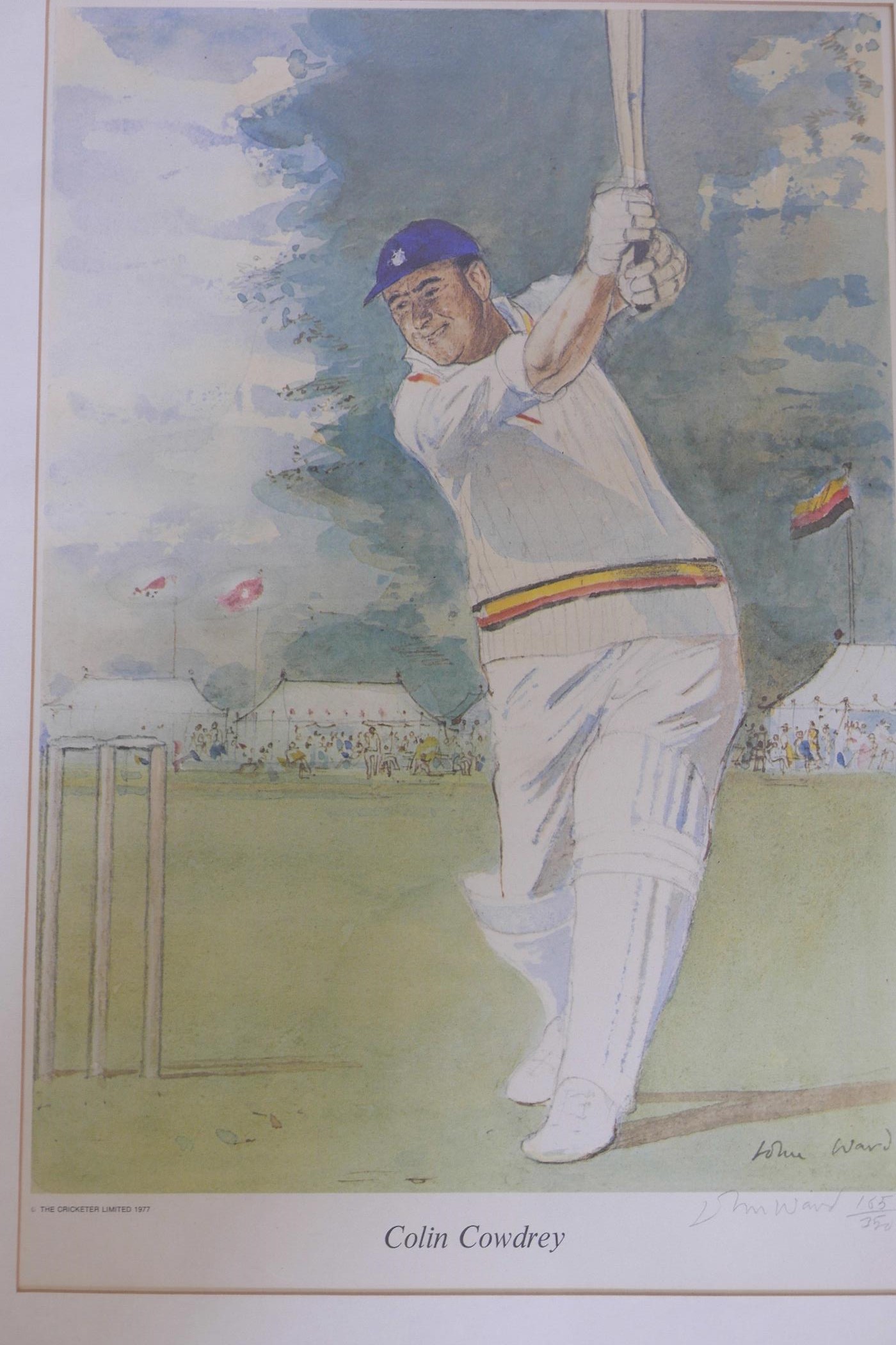 John Ward, a set of six Limited Edition prints, 165/350, portraits of cricketers, Colin Cowdrey, Ray - Image 2 of 8