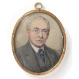 Edith Mary Hinchley (nee Mason) (British, 1870-1940), a portrait miniature of 'A gentleman wearing