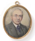 Edith Mary Hinchley (nee Mason) (British, 1870-1940), a portrait miniature of 'A gentleman wearing
