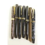 Seven vintage Conway Stewart fountain pens with 14ct gold nibs