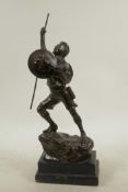 A bronzed spelter figure of a boy scout, 14½" high