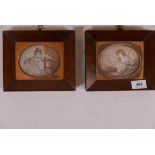 A pair of C19th silkwork pictures of a shepherdess in gilt mounts and rosewood frames, frame 7" x