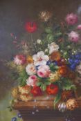 A Dutch style floral still life, oil on canvas, in a gilt frame, unsigned, late C20th, 36" x 48"