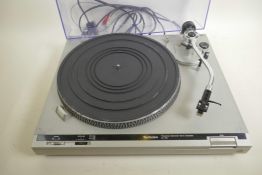 A vintage Technics model SL-B2 record player deck, 17" high