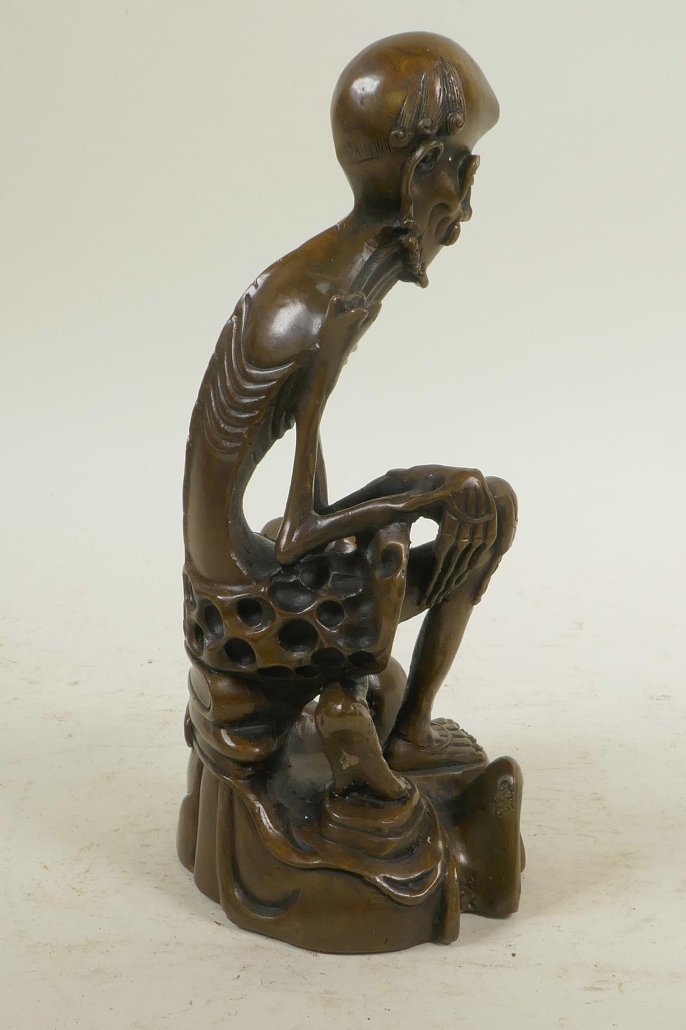 A bronze figure of a skeletal man, 8½" high - Image 3 of 7