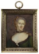 Unknown French artist (c.1740), a portrait miniature of the 'Marquise de Chatelet' (1706-1749) after