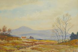 A.B. Beattie, heathland scene with remote cottage, signed and titled verso 'The Shooting Greens