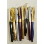 Eight vintage Sheaffer fountain pens, six with 14ct gold nibs