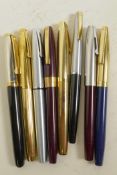Eight vintage Sheaffer fountain pens, six with 14ct gold nibs