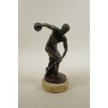 A bronzed composition figure after the Greek sculpture 'Discobolus' by Myron, 8" high
