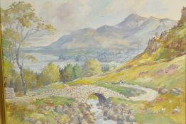 Robert Murray, lakeland scene, titled verso 'Derwent Water and Keswick from Ashness', oil on