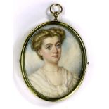 Eveline Mary Corbould-Ellis (nee Haywood) (British, 1868-1942), a portrait miniature of 'Miss