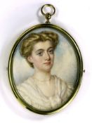 Eveline Mary Corbould-Ellis (nee Haywood) (British, 1868-1942), a portrait miniature of 'Miss