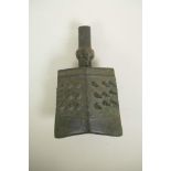 An early Chinese bronze Yong chime from the Bianzhong musical instrument, 9"