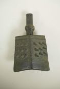 An early Chinese bronze Yong chime from the Bianzhong musical instrument, 9"