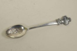 A novelty Swiss silver plated Rolex teaspoon, 4" long