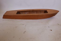 A part completed carvel built model motor launch 52" long