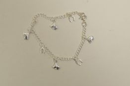 A 925 silver child's charm bracelet, 6" long