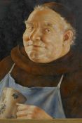 Otto Eichinger (Austrian C20th), portrait of a friar drinking from a jug, oil on board, 8" x 10½"