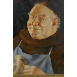 Otto Eichinger (Austrian C20th), portrait of a friar drinking from a jug, oil on board, 8" x 10½"