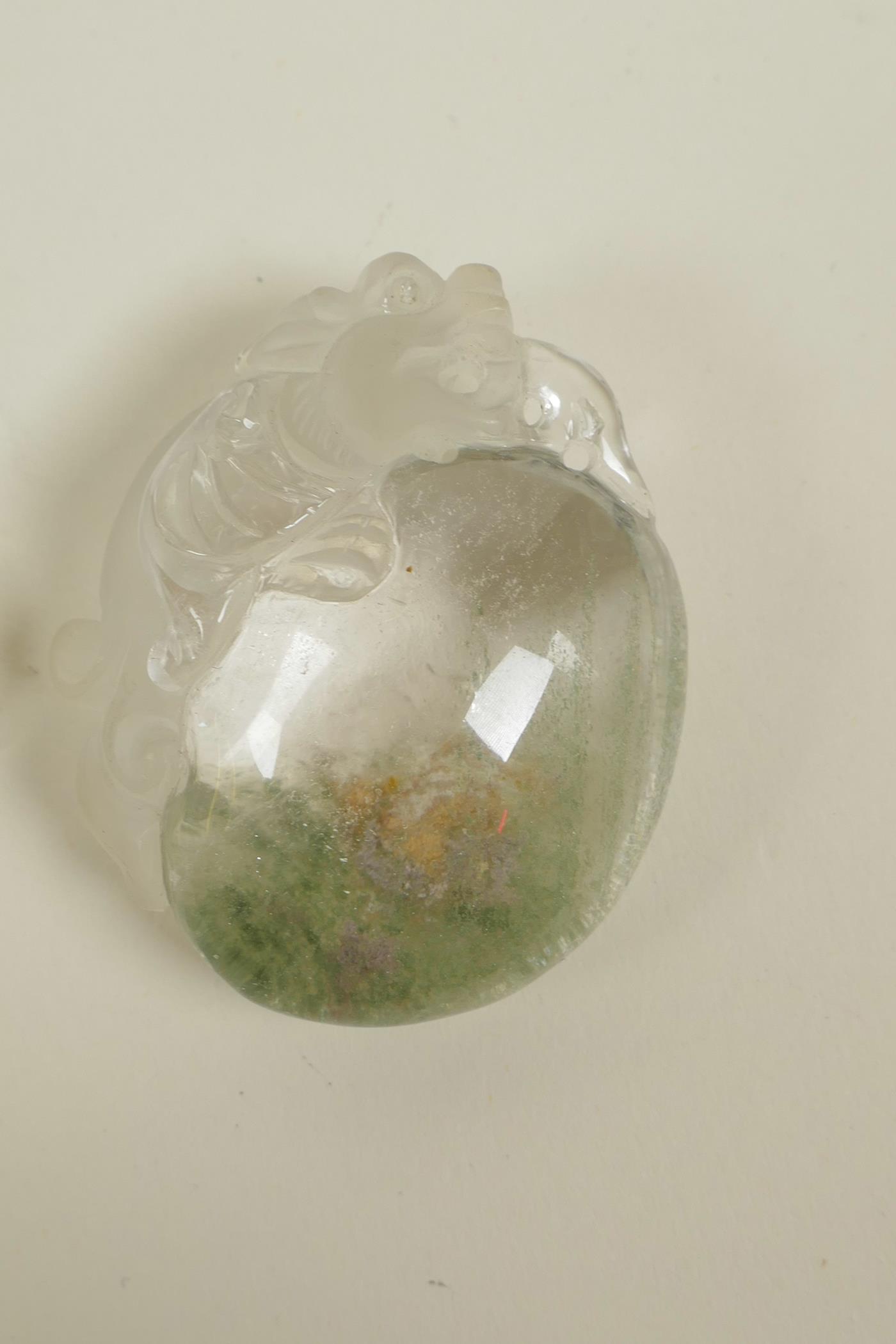 Three Chinese jade and hardstone pendants with carved dragon and phoenix decoration, largest 3" x 2" - Image 2 of 4