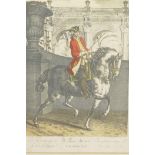 After Johann Elias Ridinger, a pair of hand coloured engravings depicting military gentlemen on